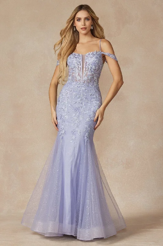 cocktail dresses with long sleeves for cooler weather --Embroidered Cold Shoulder Mermaid Dress by Juliet 290