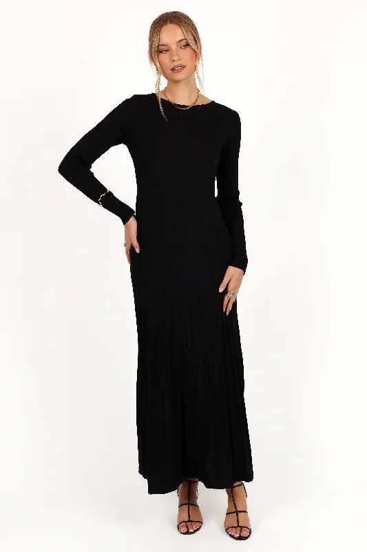 Spring dresses with adjustable straps for a custom fit -Alison Long Sleeve Maxi Dress - Black Spring dresses with adjustable straps for a custom fit -Alison Long Sleeve Maxi Dress - Black
