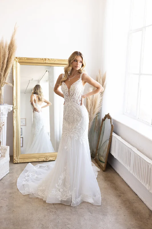 Stunning wedding guest dresses for formal evening events -Fitted Lace Tulle Bridal Gown by Abby Lane 97201