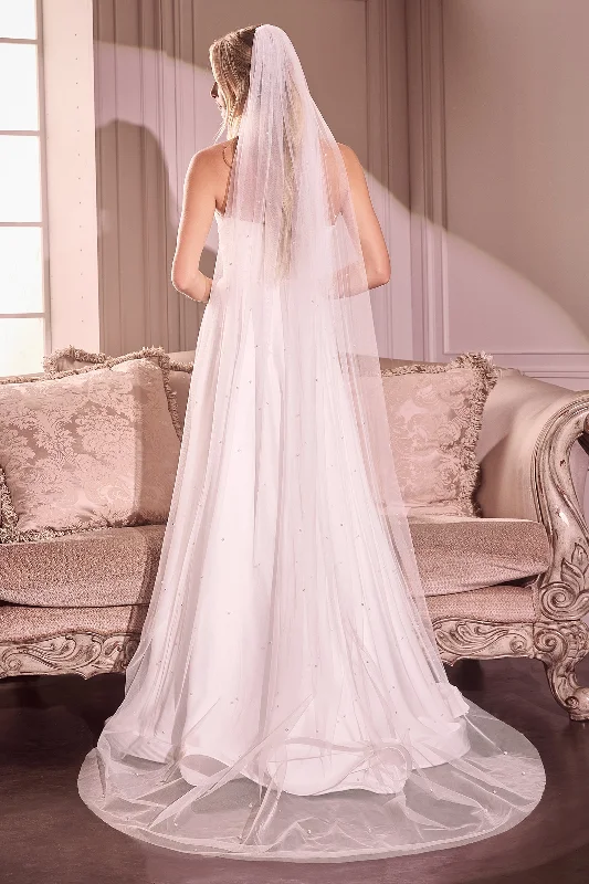 Long wedding guest dresses for formal weddings -Pearl Drops Chapel Veil by Ladivine V007