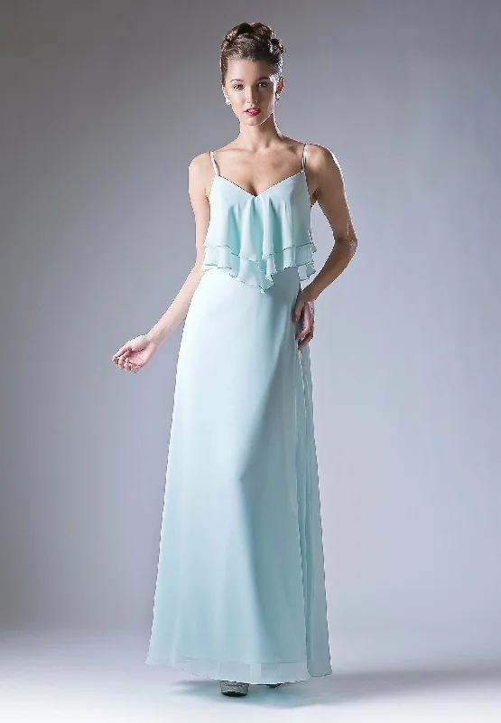 Fun and flirty wedding guest dresses for a celebration vibe -Long Chiffon Flounce Dress by Cinderella Divine CH537