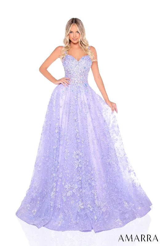 formal dresses for business galas with sleek designs --Glitter Sleeveless A-line Gown by Amarra 88321