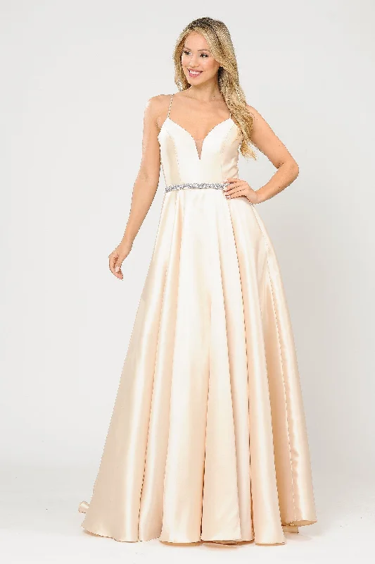 cocktail dresses with lace trims for delicate accents --Long Sweetheart Mikado Dress with Corset Back by Poly USA 8688
