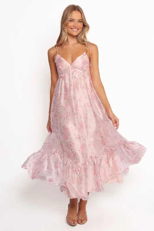 Wedding guest dresses with a high neckline for added elegance -Xanthe Maxi Dress - Pink Floral