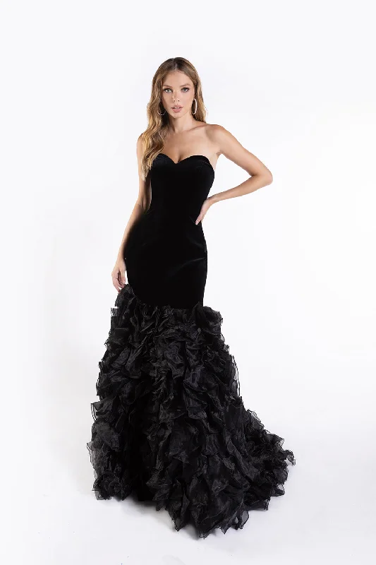 cocktail dresses with chiffon overlays for softness --Strapless Ruffled Mermaid Dress by Lucci Lu 28080