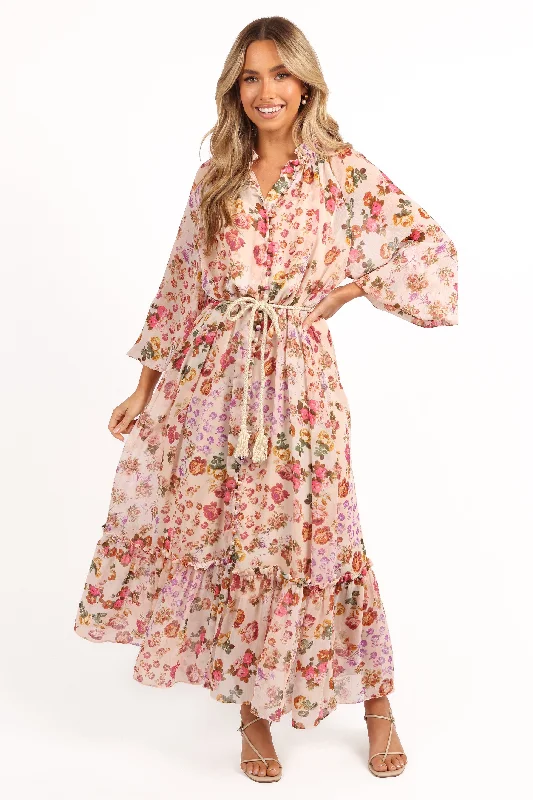 Sophisticated cocktail dresses for holiday parties -Micah Long Sleeve Midi Dress - Blush