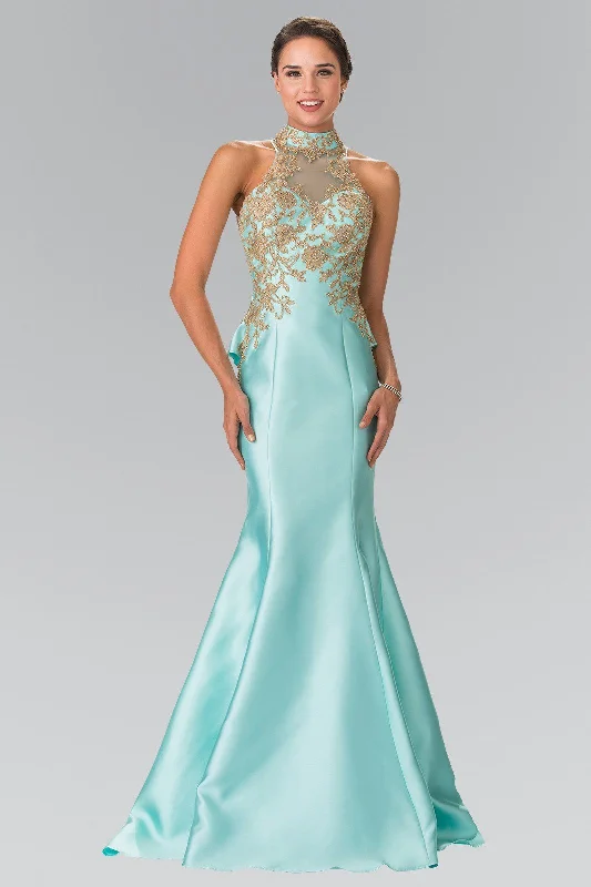 cocktail dresses with floral appliques for spring vibes --Ruffled Illusion Mermaid Gown by Elizabeth K GL2280