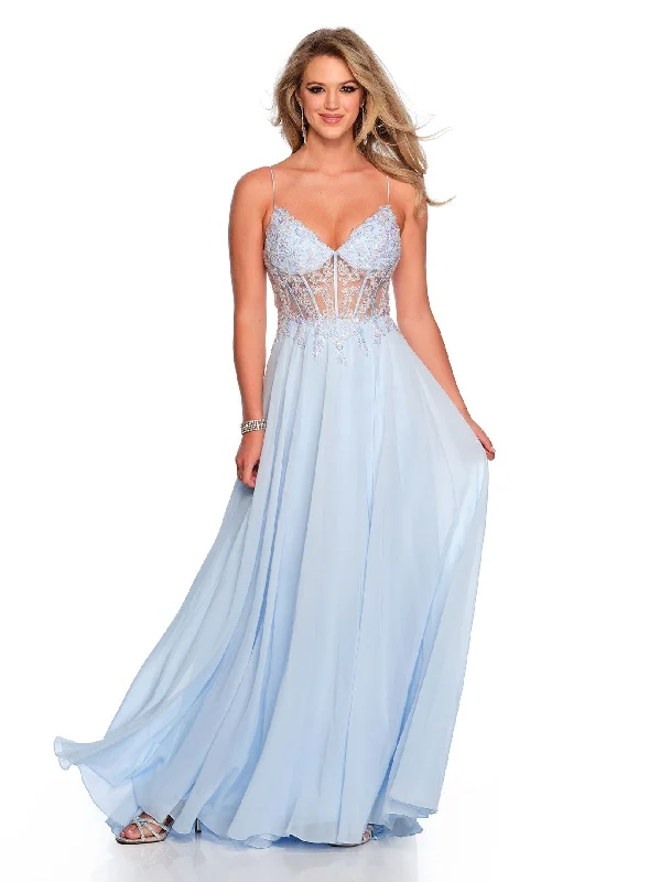formal dresses with pleated skirts for graceful movement --Long Evening Dress by Dave and Johnny 11516