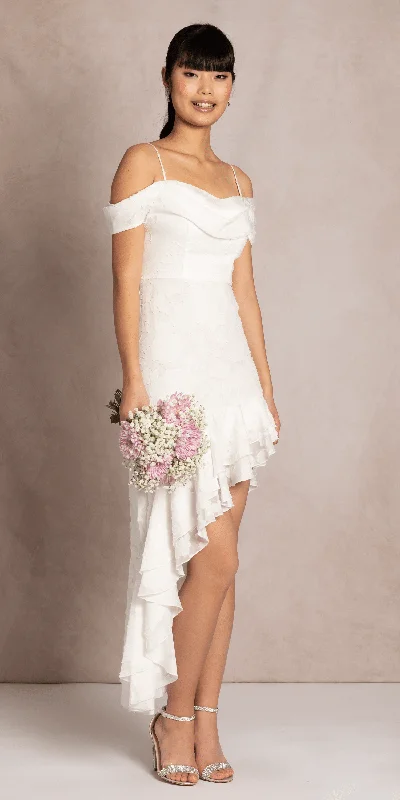 Stylish graduation dresses with pleated skirts for movement -Chiffon Off the Shoulder Drape Asymmetrical Dress