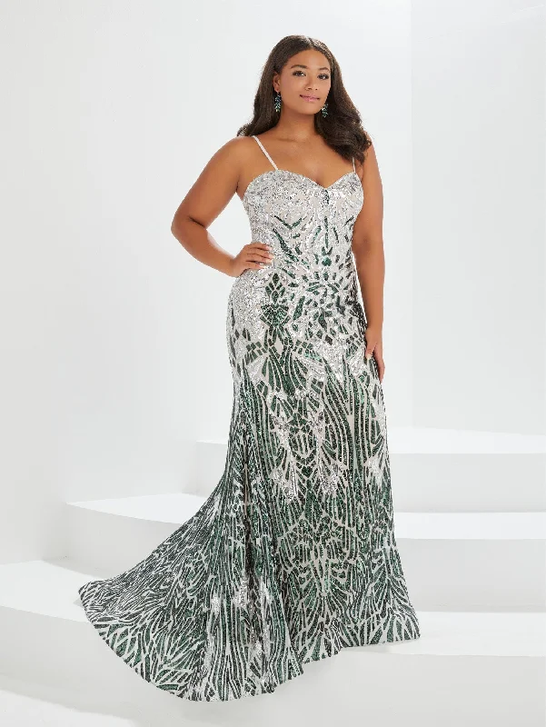 cocktail dresses with asymmetrical hemlines for unique style --Plus Size Ombre Sequin Mermaid Gown by Tiffany Designs 16042