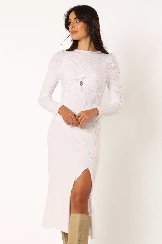 Affordable floral spring dresses for under $100 -Zayla Long Sleeve Midi Dress - Cream