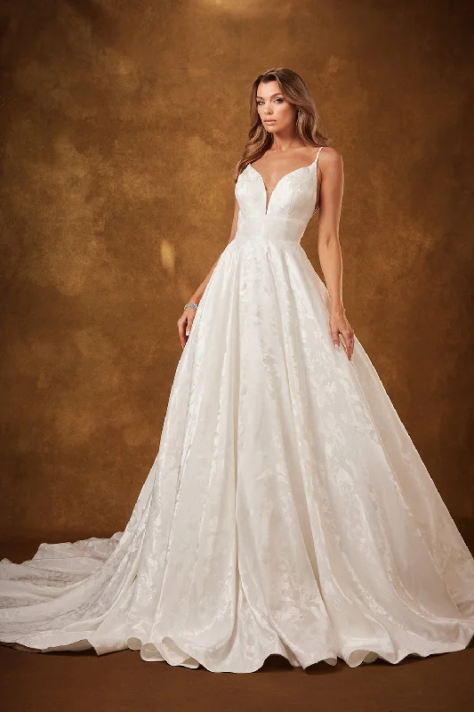 Wedding guest dresses that combine comfort and elegance -Brocade Sleeveless Bridal Gown by Abby Lane 97251