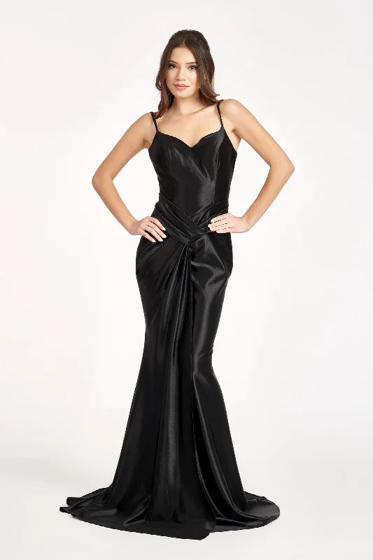 cocktail dresses with puffed sleeves for vintage flair --Ruched Satin Mermaid Dress by Elizabeth K GL3044