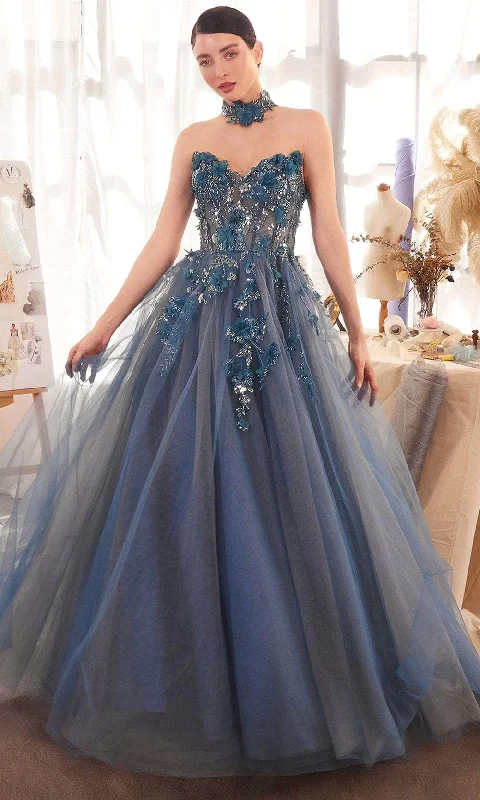 Andrea and Leo A1399 - 3D Floral Accent Sweetheart Prom Gown