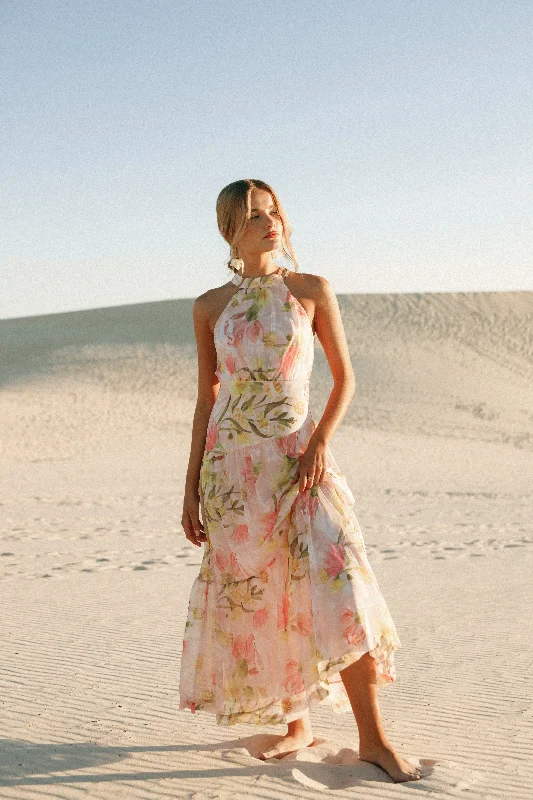 Spring dresses for travel with lightweight materials -Eden Maxi Dress - Acacia Blossom Spring dresses for travel with lightweight materials -Eden Maxi Dress - Acacia Blossom