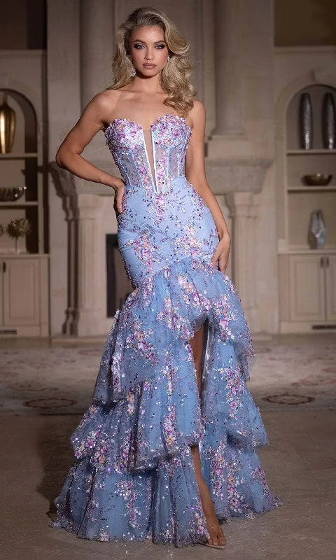 Portia and Scarlett PS25269 - Floral Plunging Sweetheart Prom Gown