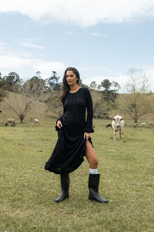 Elegant formal dresses for exclusive parties -Colter Long Sleeve Maxi Dress - Black