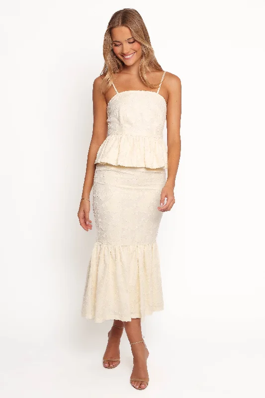 bridesmaid dresses with chiffon pleats for elegant flow --Xami Skirt Set - Pale Yellow