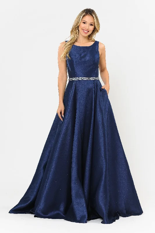 Wedding guest dresses for a beachside ceremony -Long Sleeveless Mikado Dress by Poly USA 8678 - Outlet
