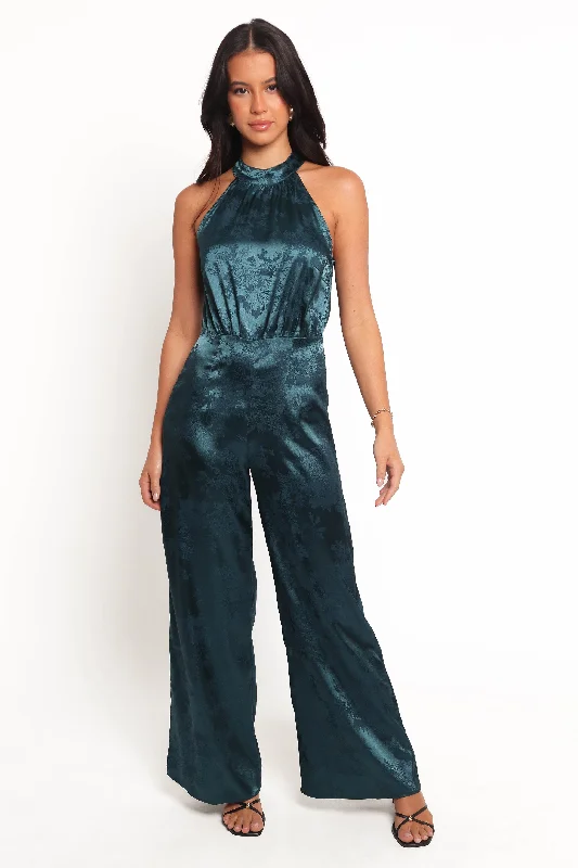 Trendy midi dresses for wedding guests -Shellbie High Neck Jumpsuit - Teal