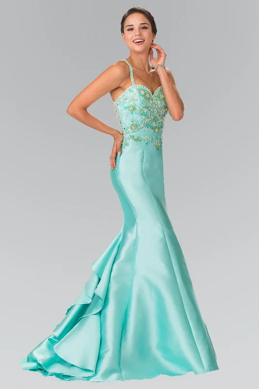 cocktail dresses with sweetheart necklines for romantic looks --Beaded Ruffled Mermaid Dress by Elizabeth K GL2214