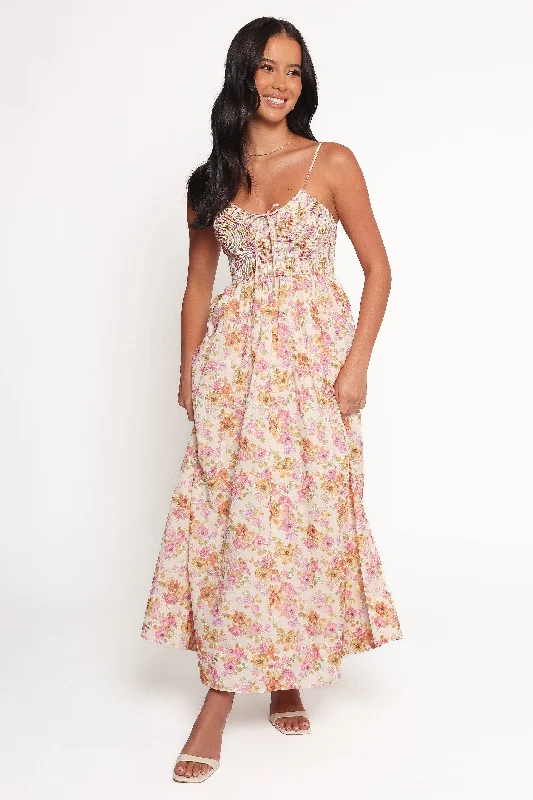 Spring dresses with wrap skirts for an adjustable fit -Salaca Maxi Dress - Pink/Orange