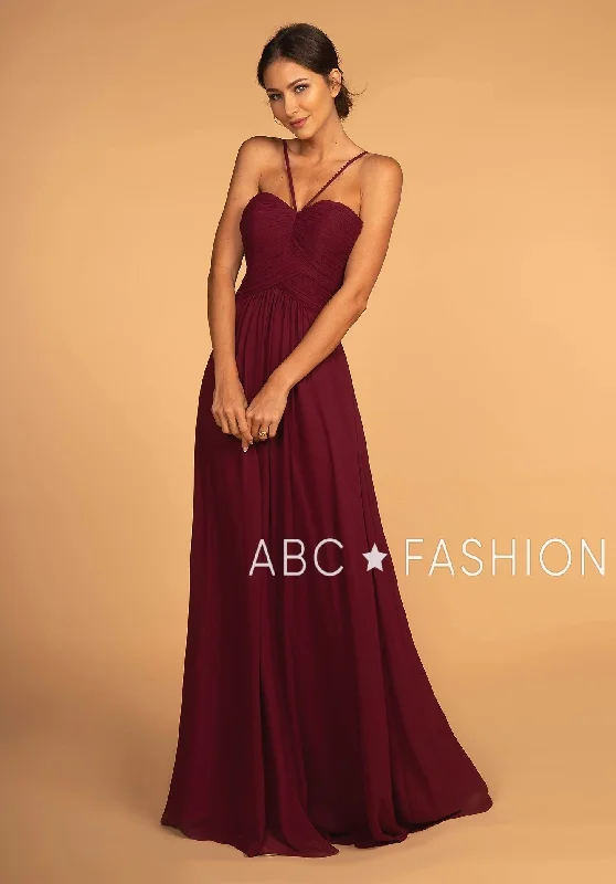 bridesmaid dresses with open backs and crisscross straps --Long Sweetheart Dress with Pleated Bodice by Elizabeth K GL2607