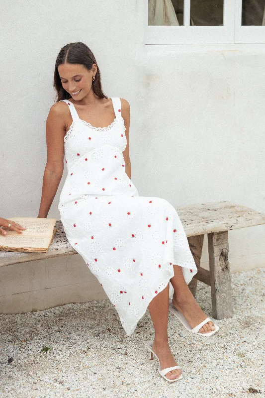 Graduation dresses with sequins for a glamorous effect -Salli Midi Dress - White/Red