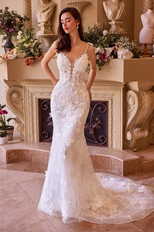 cocktail dresses with halter necks for formal dinners --Applique Fitted Sleeveless Bridal Gown by Ladivine WL053