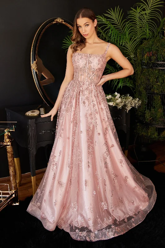 Affordable wedding guest dresses that don’t compromise on style -Glitter Print Sleeveless Gown by Ladivine J840