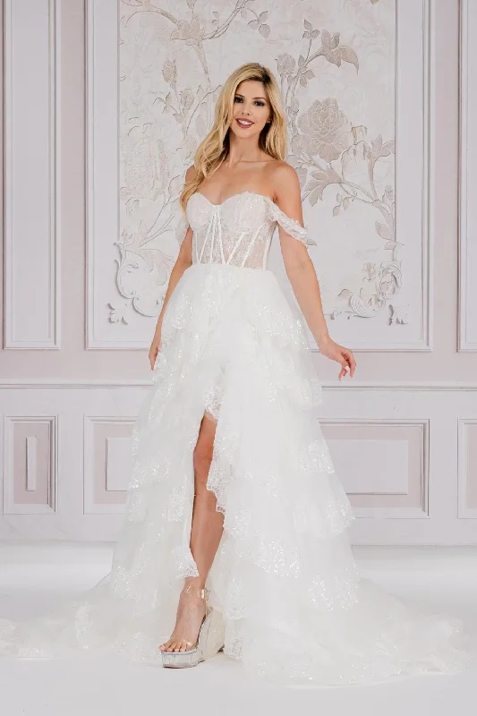How to choose wedding guest dresses for a formal ceremony -Off Shoulder Corset Layered Gown by Amelia Couture TM1012