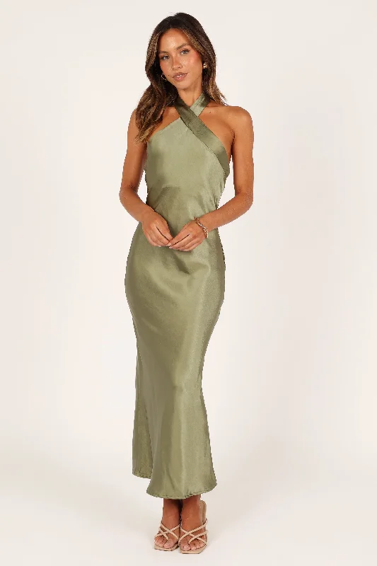 bridesmaid dresses with mesh sleeves for subtle elegance --Grasie Midi Dress - Olive