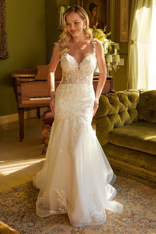 cocktail dresses with open backs for summer parties --Applique Mermaid Bridal Gown by GLS Gloria GL3601