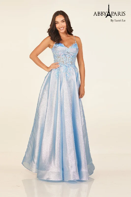 cocktail dresses with sweetheart necklines for romantic looks --Metallic Sleeveless A-line Gown by Abby Paris 90290