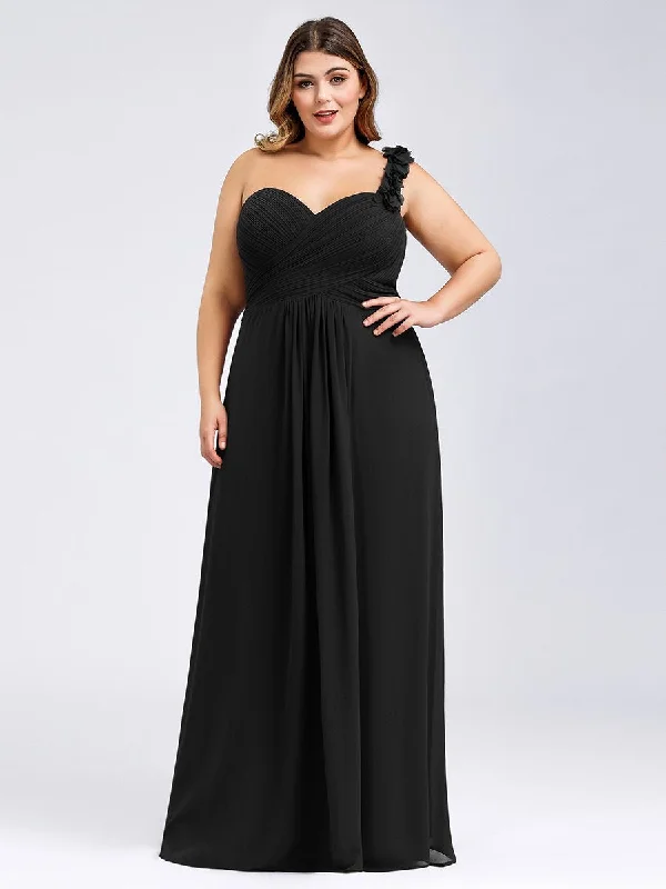 formal dresses with off-shoulder sleeves for summer events --One Shoulder Plus Size Wholesale Chiffon Bridesmaid Dresses