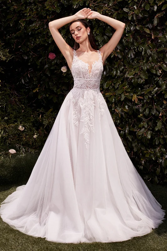 cocktail dresses with pleated bodices for texture --Applique Sleeveless Bridal Ball Gown by Ladivine CDS511W