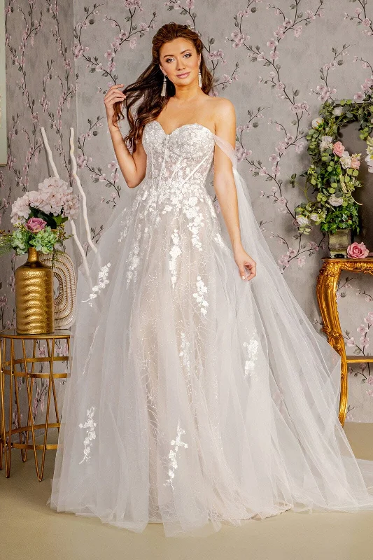 Wedding guest dresses that stand out without being too flashy -Off Shoulder Corset Wedding Ball Gown by GLS Gloria GL3428