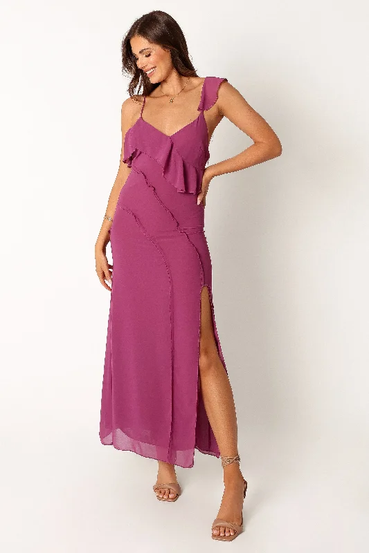 Wedding guest dresses with subtle sequins for a touch of sparkle -Stephy Maxi Dress - Purple