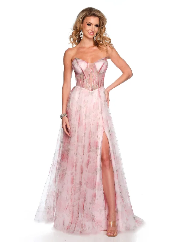 cocktail dresses with floral patterns for spring events --Long Evening Dress by Dave and Johnny 11670