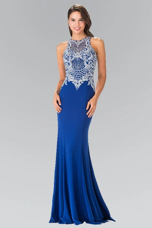 cocktail dresses with cap sleeves for modest coverage --Long Sleeveless Dress with Illusion Bodice by Elizabeth K GL2232