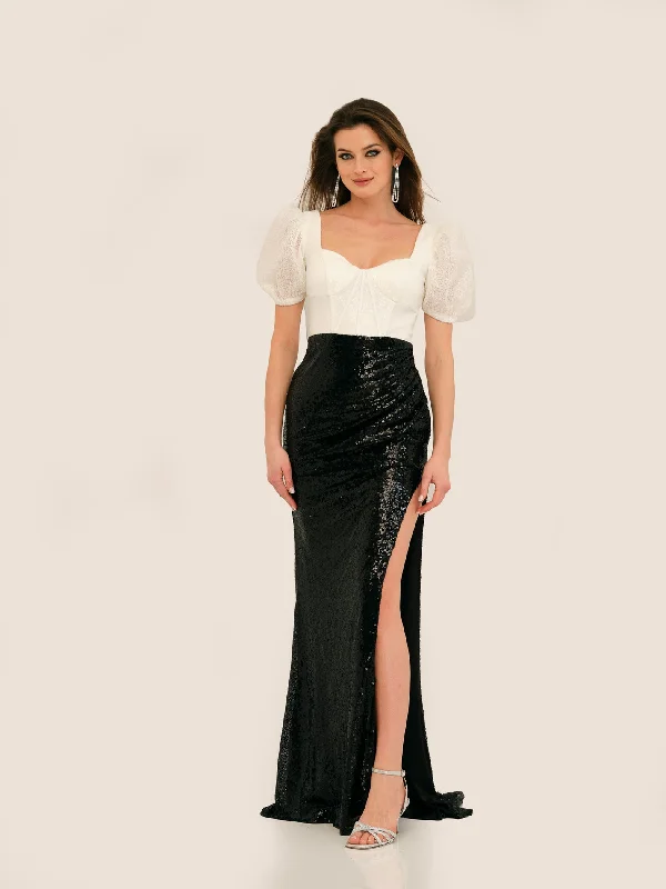 cocktail dresses with long sleeves for cooler weather --Long Evening Dress by Dave and Johnny 11328