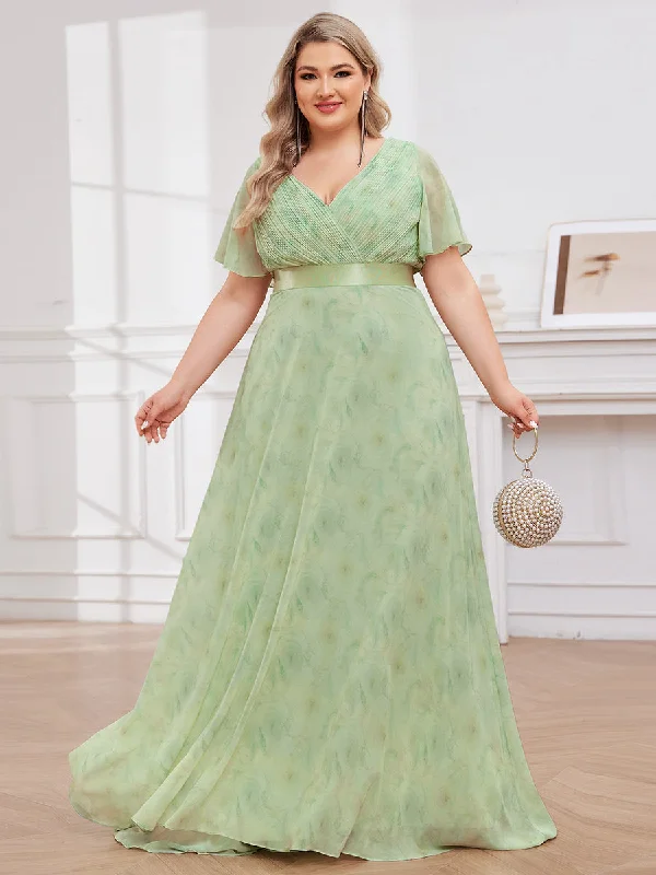 black formal dresses with sequins for cocktail parties --Double V-Neck Ruffles Padded Plus Size Wholesale Evening Dresses
