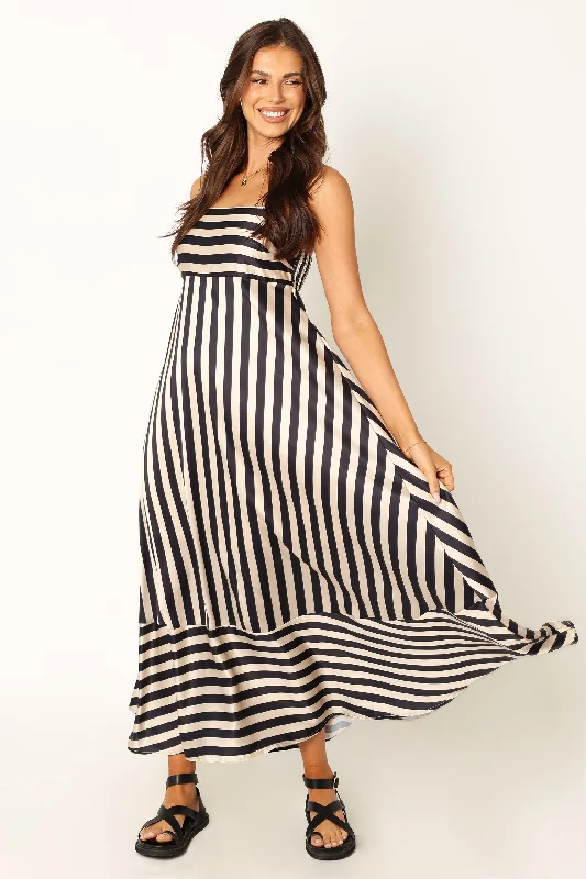 Affordable wedding guest dresses that don’t compromise on style -Brea Maxi Dress - Black Stripe