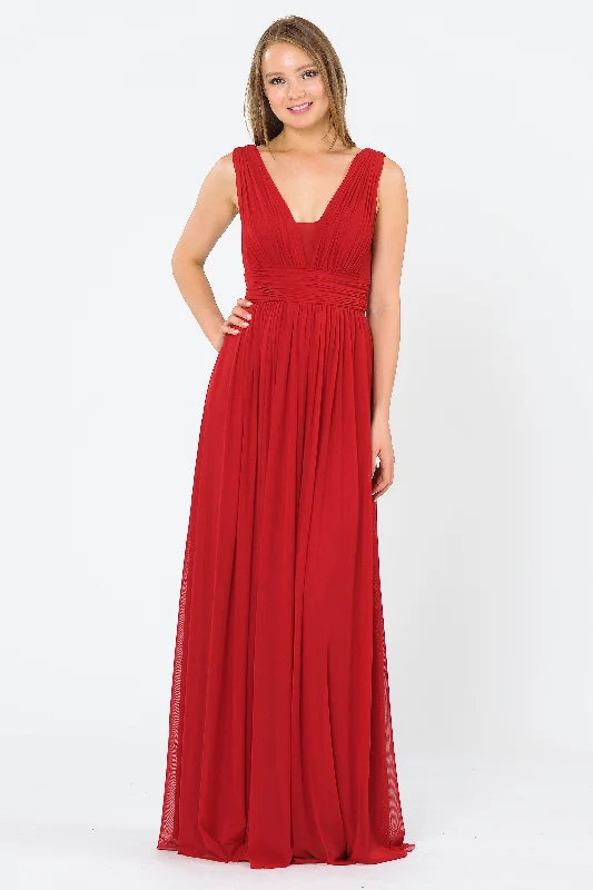 Best wedding guest dresses for springtime celebrations -Long Sleeveless V-Neck Dress with Open Back by Poly USA 8408