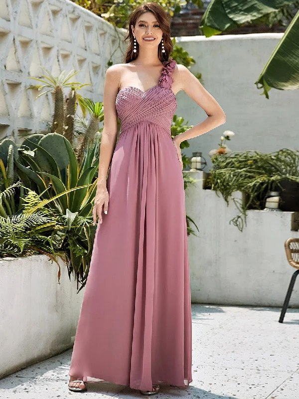 Best cocktail dresses for a formal black-tie event -Maxi Long One Shoulder Chiffon Bridesmaid Dresses for Wholesale