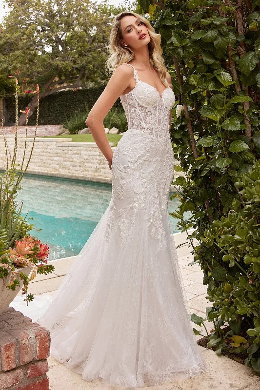 cocktail dresses with wrap skirts for adjustable fit --Lace Applique Mermaid Wedding Dress by Ladivine CDS432W