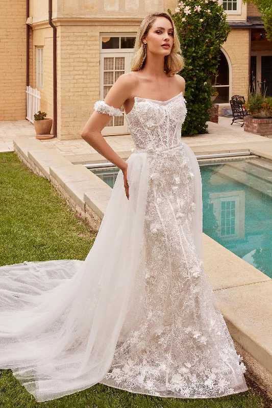 cocktail dresses with sequin skirts for party nights --Fitted Strapless Overskirt Bridal Gown by Ladivine CD861W