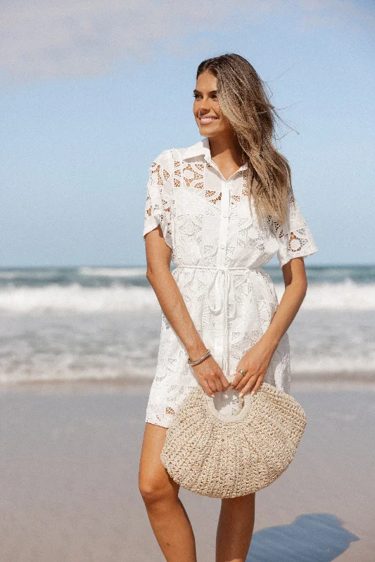 Spring graduation dresses with flowy designs for a light feel -Lucinda Mini Dress - White