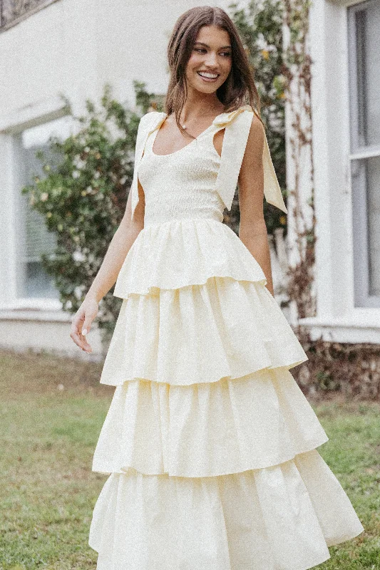 Affordable party dresses for last-minute occasions -Raphael Tiered Maxi Dress - Yellow