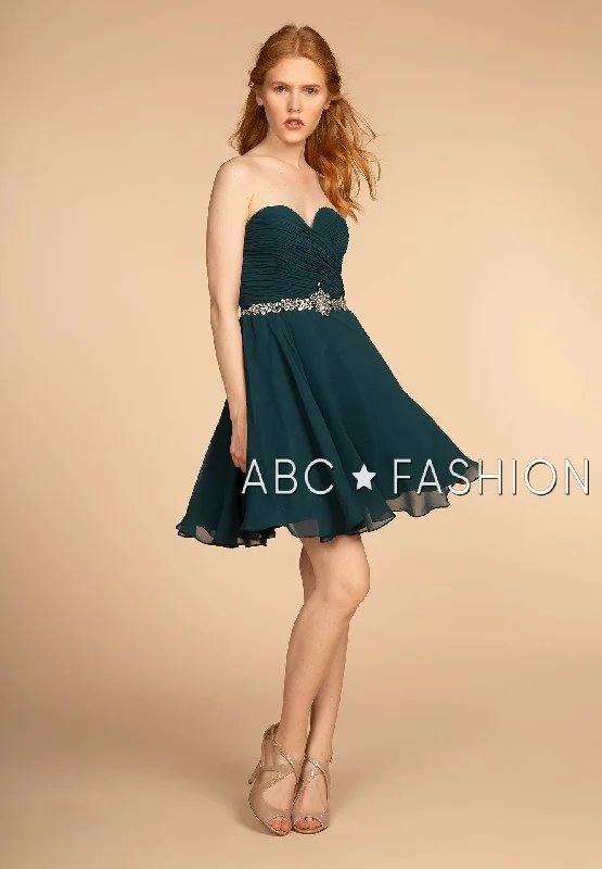 Graduation dresses with a deep V-neck for a bold statement -Ruched Strapless Sweetheart Short Dress by Elizabeth K GS1637